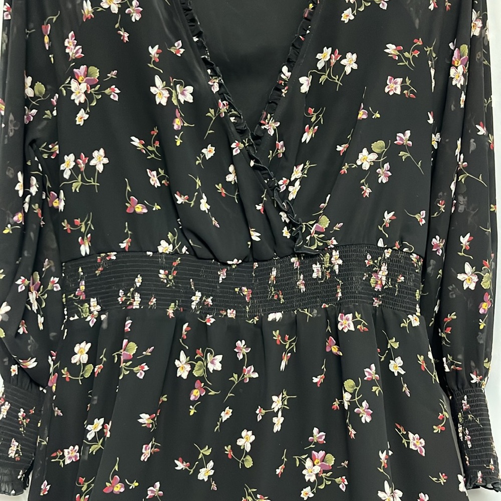 Madewell Black floral long sleeve maxi dress size medium - Picture 3 of 9